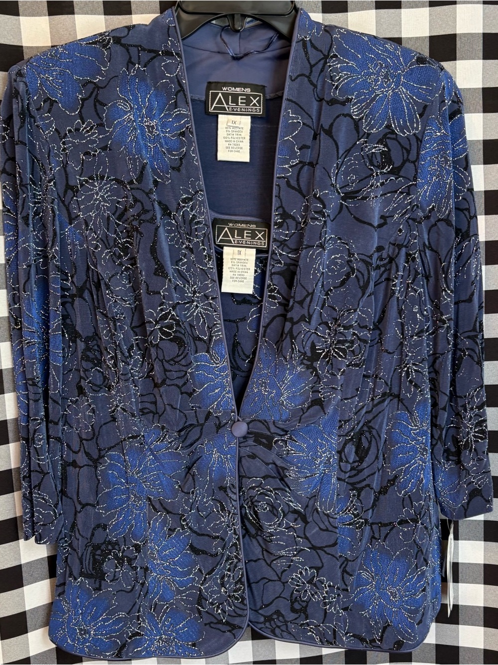 Alex Evenings 2-Piece Single Button Blazer Jacket With Matching Tank Size 1X